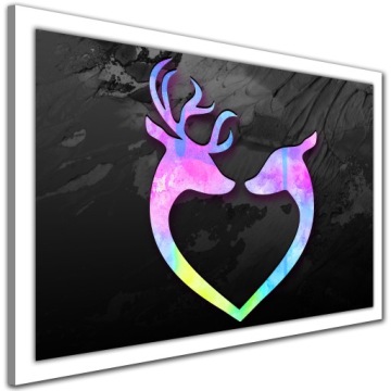 Nowoczesny obraz JELENIE SERCE MIŁOŚĆ PARA