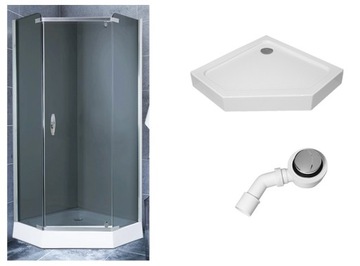 Kabina Pięciokątna 90x90 EASY CLEAN brodzik syfon