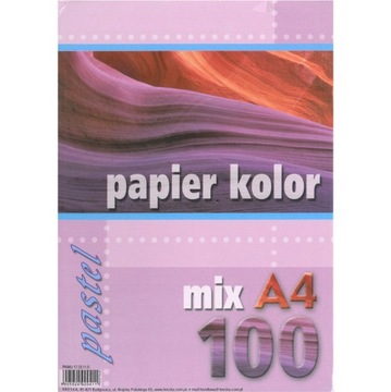 Papier A4 kolorowy 5 pastelowych kolorów 100 ark