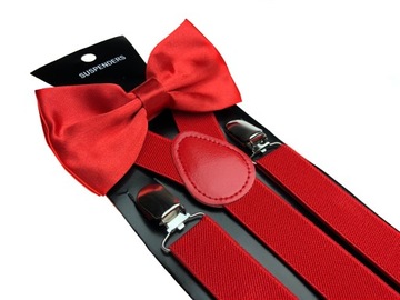 ГАЛСТУК + ЖГУТ 2,5 см КРАСНЫЙ МУЖСКОЙ КОМПЛЕКТ