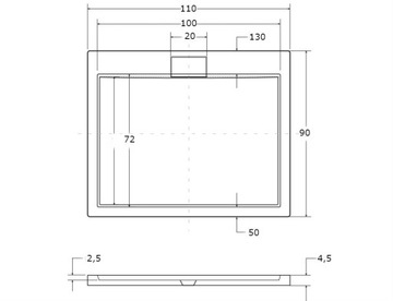 AXIM UltraSlim душевой поддон 110 x 90, белый + сифон