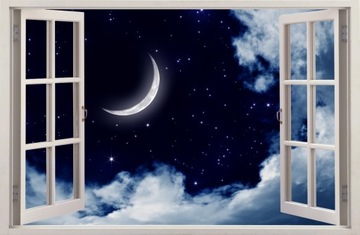 NAKLEJKI NA ŚCIANĘ Okno KSIĘŻYC NOC 49 115x75 cm
