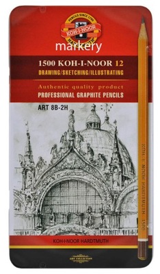 KOH I NOOR Ołówki Grafitowe 1502/II Art 8B-2H 12sz