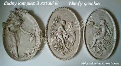 KOMPLET 3 PŁASKORZEŹBA GRECKA SZTUKATERIA GIPSOWA