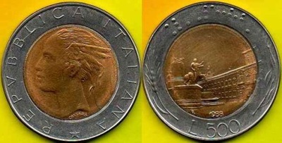 WŁOCHY 500 Lira 1988 r.