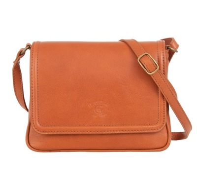 CAMEL RUDA WŁOSKA SKÓRZANA LISTONOSZKA Z KLAPĄ TOREBKA SKÓRA CIELĘCA