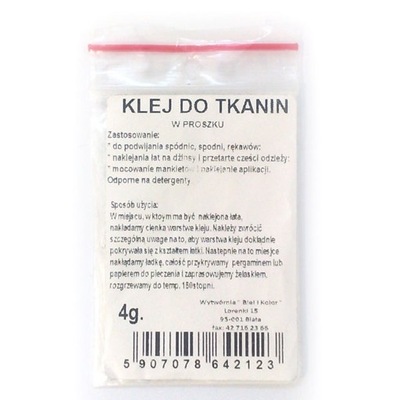 Klej w proszku do tkanin odzieży tkanina