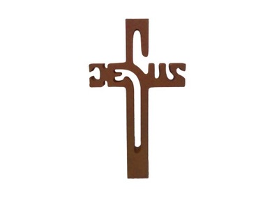 Drewniany biały Krzyżyk krzyż na ścianę JEZUS 25cm