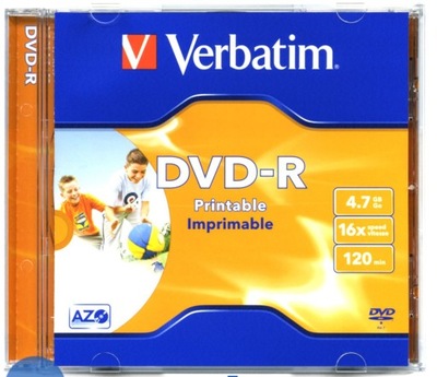 Płyta VERBATIM DVD-R 4,7GB DO NADRUKU 1szt BOX