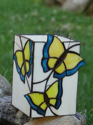 Motyle lampion witrażowy Świecznik motylki szklane