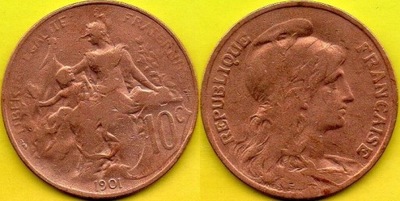 Francja 10 Centimes 1901 r.