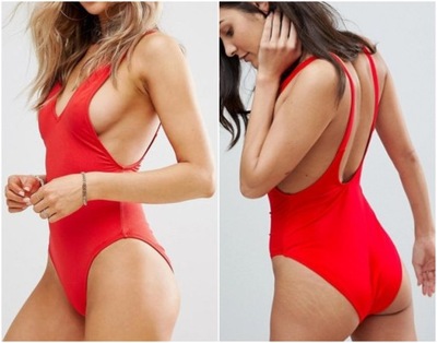 @383 strój kąpielowy czerwony Missguided dekolt 36