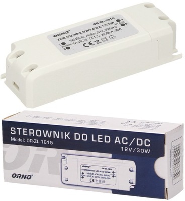 Zasilacz AC/DC LED 12V 30W IP20 Meblowy do Taśm LED Orno ZL-1615