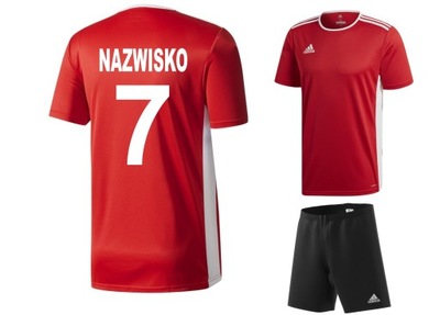 Adidas komplet strój piłkarski z NADRUKIEM 128cm