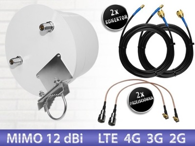 Mocna dookólna antena LTE 2x12dBi 5m kabla SMA CRC9 TS9 TWIX
