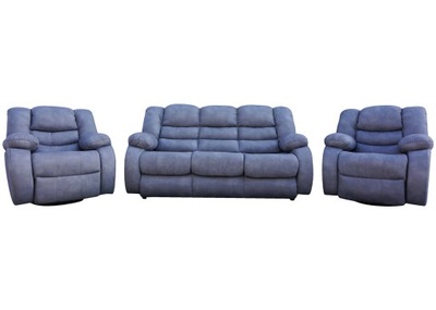 Zestaw sofa z f. spania + 2 fotele relax manualny