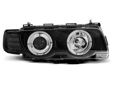 FEUX AVANT BMW E38 BLACK ANGEL EYES LED ANNEAUX H7 - milautoparts-fr.ukrlive.com