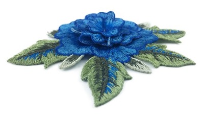 Róża niebieska EFEKT 3D naszywka haft kwiat