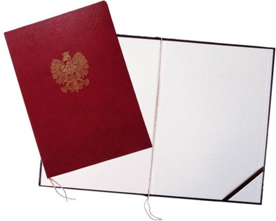 Oprawa z godłem na dyplom Warta bordo