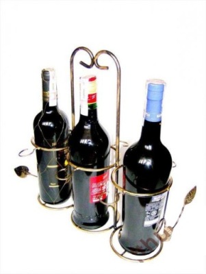 STOJAK STOŁOWY NA TRZY BUTELKI WINA - WINO-OZDOBA