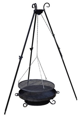 GRILL OGRODOWY TRÓJNÓG 180 RUSZT 60 INOX PALENISKO