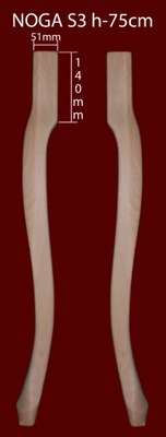 Noga do konsoli, stylowa, Ludwik XV, 75cm, bukowa