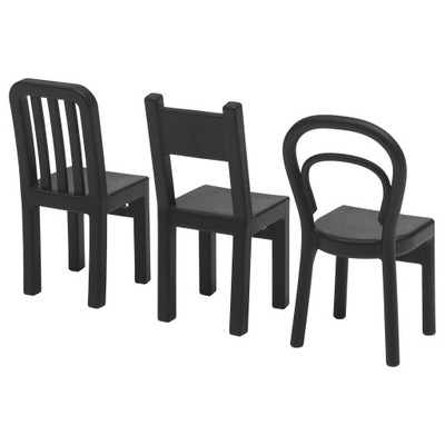 IKEA FJANTIG Hak, czarny 3szt. krzesła
