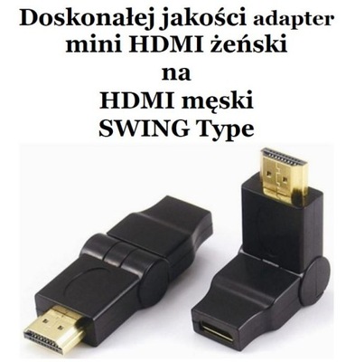 Adapter HDMI meski do mini HDMI żeński 180*