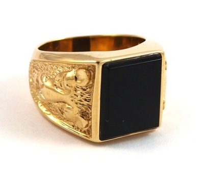 SYGNET MESKI ZŁOTY Z ONYKSEM ZŁOTO 18 GRAM 333