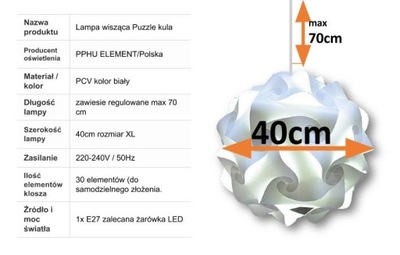 Skandynawska Lampa sufitowa wisząca Puzzle biała