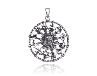 SREBRNY WISIOREK SŁOŃCE ZNAKI ZODIAKU SREBRO 925