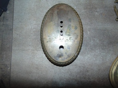 Stary szyld do kinkiet,lampka,mosiężny wys.15,3 cm
