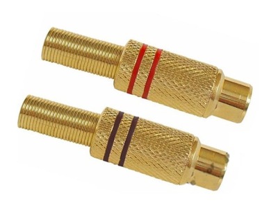 Gniazdo 2x RCA CHINCH NA KABEL POZŁACANE