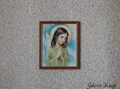 Aniołek Stróż 20x25 OPRAWIONY OBRAZ - religia