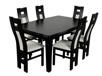 6 Krzeseł + Duży stół rozkładany 100x160/400 cm