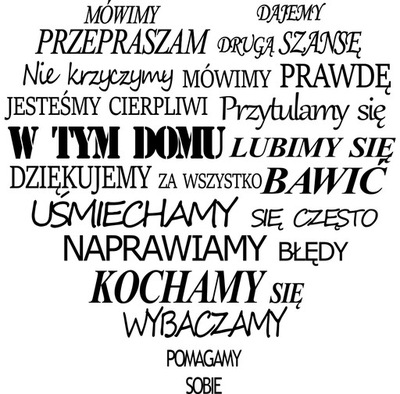 Naklejki na ścianę napisy samoprzylepne do sypialni W tym domu SERCE 50cm