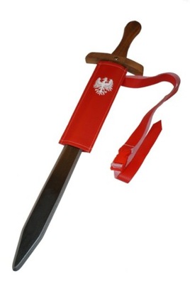 Rycerz miecz drewniany 64cm z pochwą czerwoną W-wa