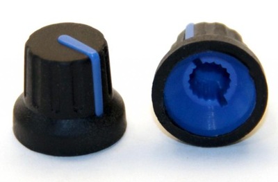 Gałka czarna GCz16 niebieski wskaźnik 16mm 5szt.