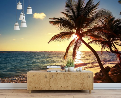 Fototapeta 3D zachód słońca plaża 208x146 F00581