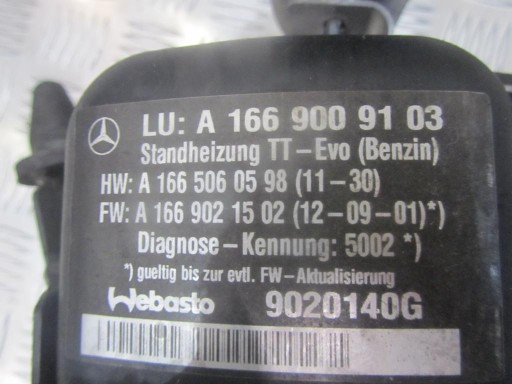 WEBASTO MERCEDES ML 166 ВЫХЛОП A1669009103 БЕНЗИН