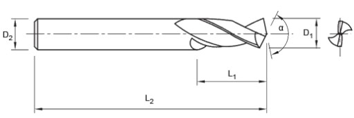 Frez VHM fazujący wiercący 90 stopni 8mm CNC