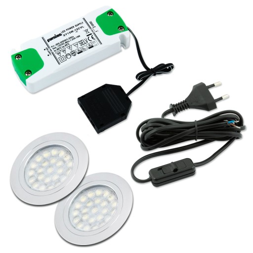 Kpl 2x ROUND LED 1,8W 12V oczko sufitowe+zasilacz