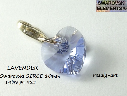 charms SERCE Swarovski LAVENDER zawieszka SREBRO