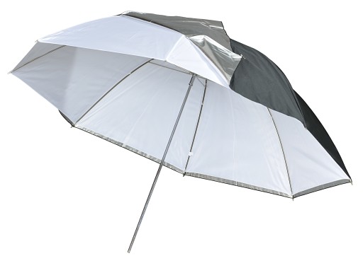 PARASOLKA 3w1 BIAŁA + SREBRNO CZARNA CZASZA 84cm