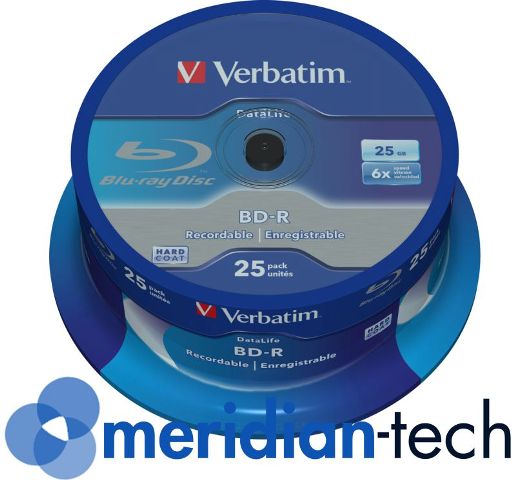ДИСК VERBATIM BLU-RAY, 25 ГБ, 6X ТОРТ ДЛЯ ПЕЧАТИ*25 — 43811