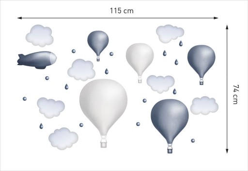 наклейка на стену BALLOONS с затененными каплями облаков