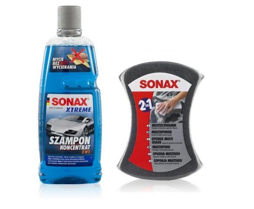 SONAX XTREME ШАМПУНЬ 2В1 + НАБОР ГУБКИ ДЛЯ МОЙКИ АВТОМОБИЛЯ