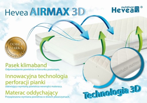 Materac wysoko elastyczny Hevea Airmax 3D 140x70cm