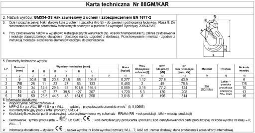 2Т ПЕТЛИ КРЮК С ПРОУШИНОЙ И БАКОМ. 7/8 мм КЛАСС 8