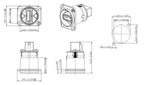 NEUTRIK NAUSB-W-B Панельная розетка USB